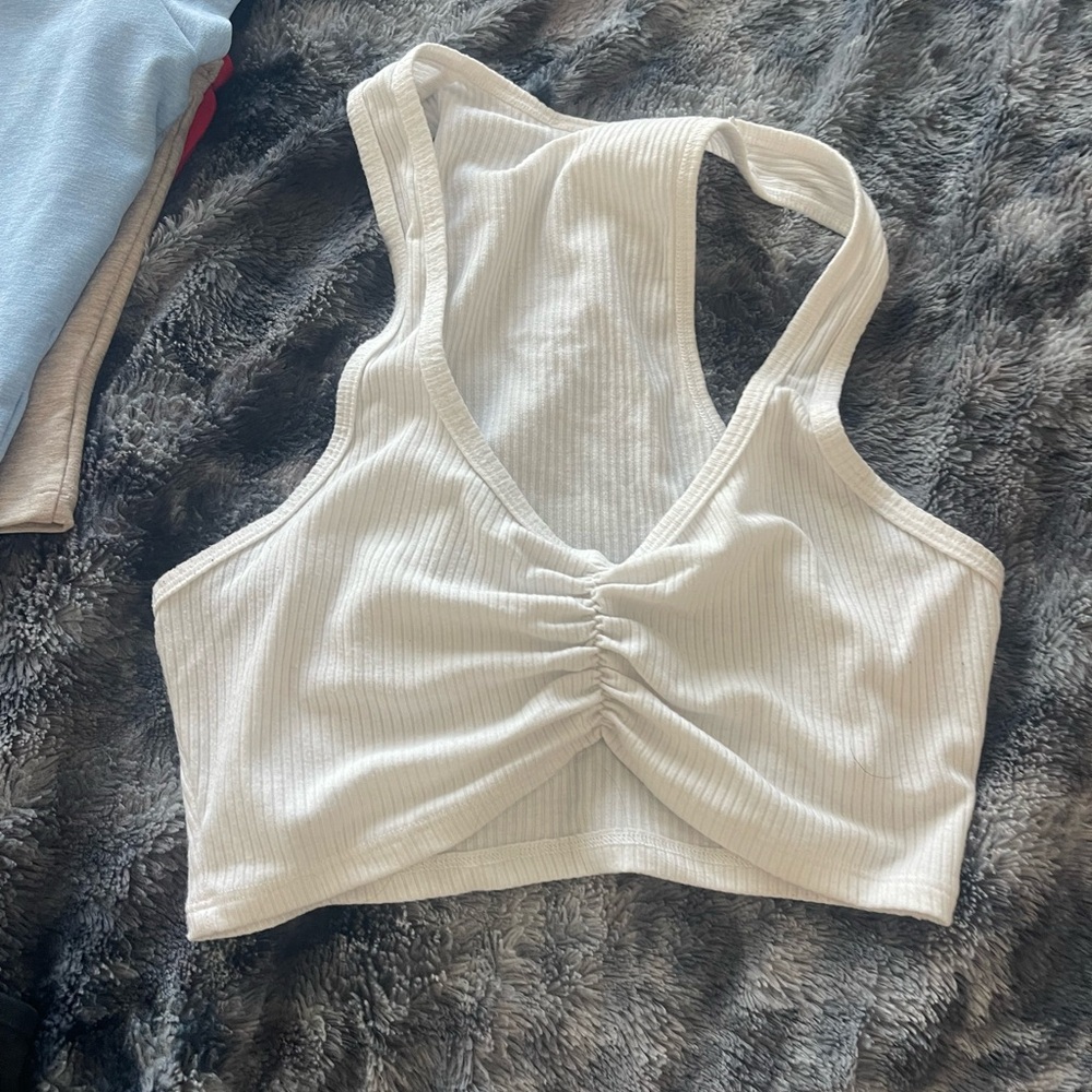 White Ribbed Women's Top